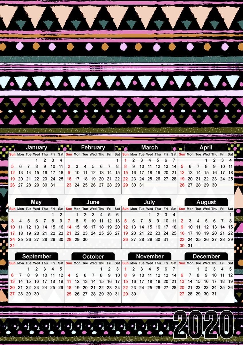  Ethnic Tribal for A3 Photo Calendar 30x43cm