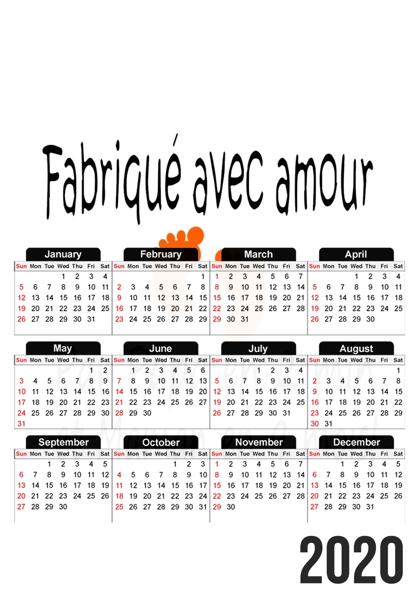  Fabriquer avec amour Papa en 2 min et maman en 9 mois for A3 Photo Calendar 30x43cm