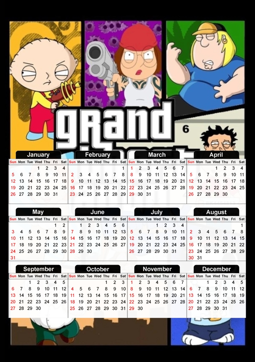  Family Guy mashup Gta 6 for A3 Photo Calendar 30x43cm