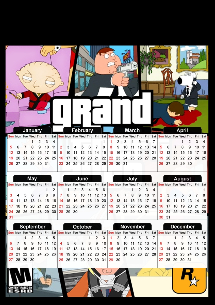  Family Guy mashup GTA for A3 Photo Calendar 30x43cm