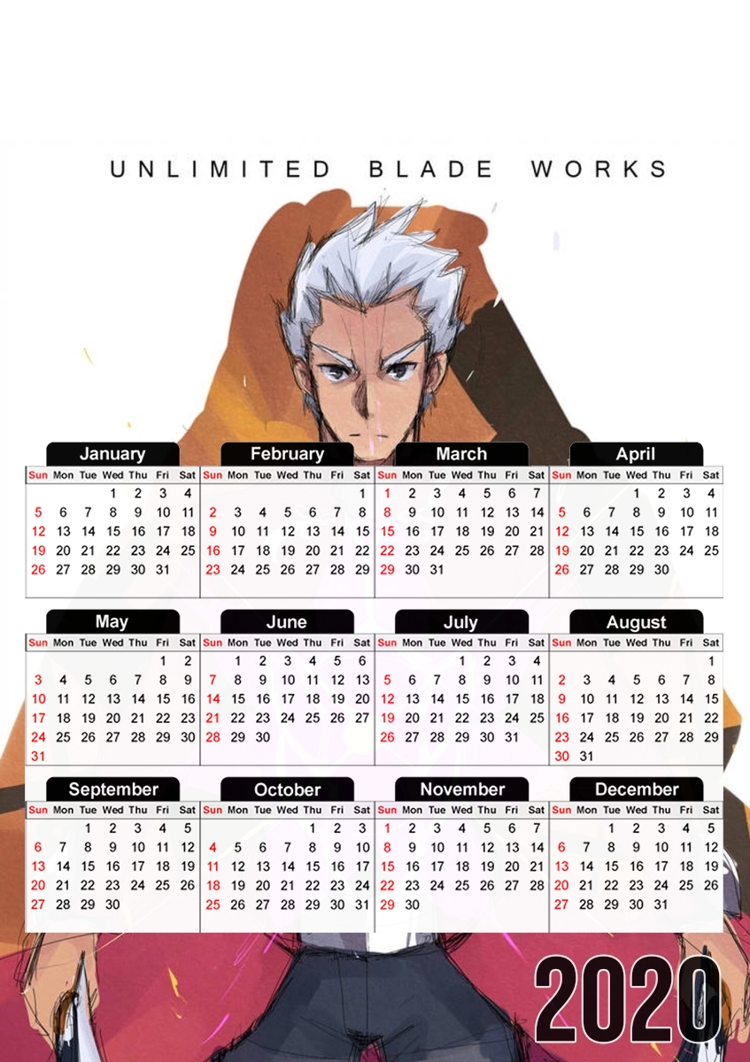  Fate Stay Night Archer for A3 Photo Calendar 30x43cm