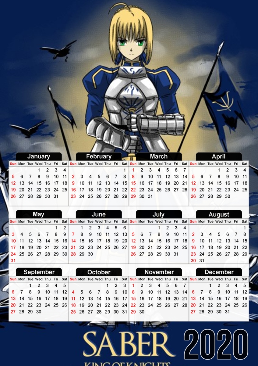  Fate Zero Fate stay Night Saber King Of Knights for A3 Photo Calendar 30x43cm