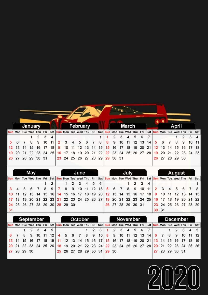  Ferrari F40 Art Fan for A3 Photo Calendar 30x43cm