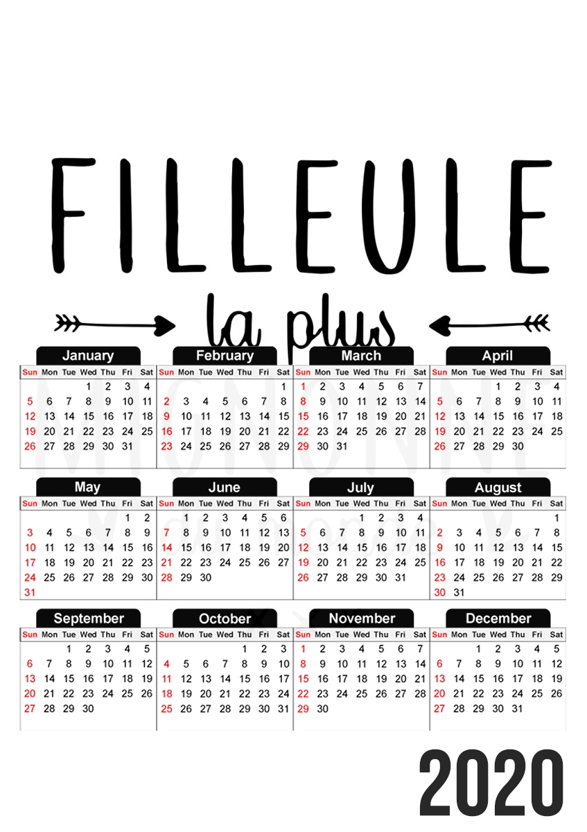  Filleule la plus mignonne du monde for A3 Photo Calendar 30x43cm