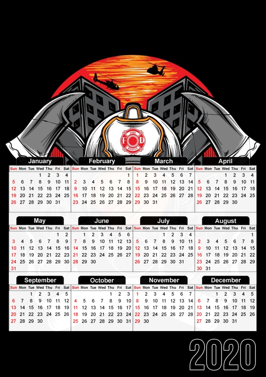  Fire Fighter Custom Text for A3 Photo Calendar 30x43cm