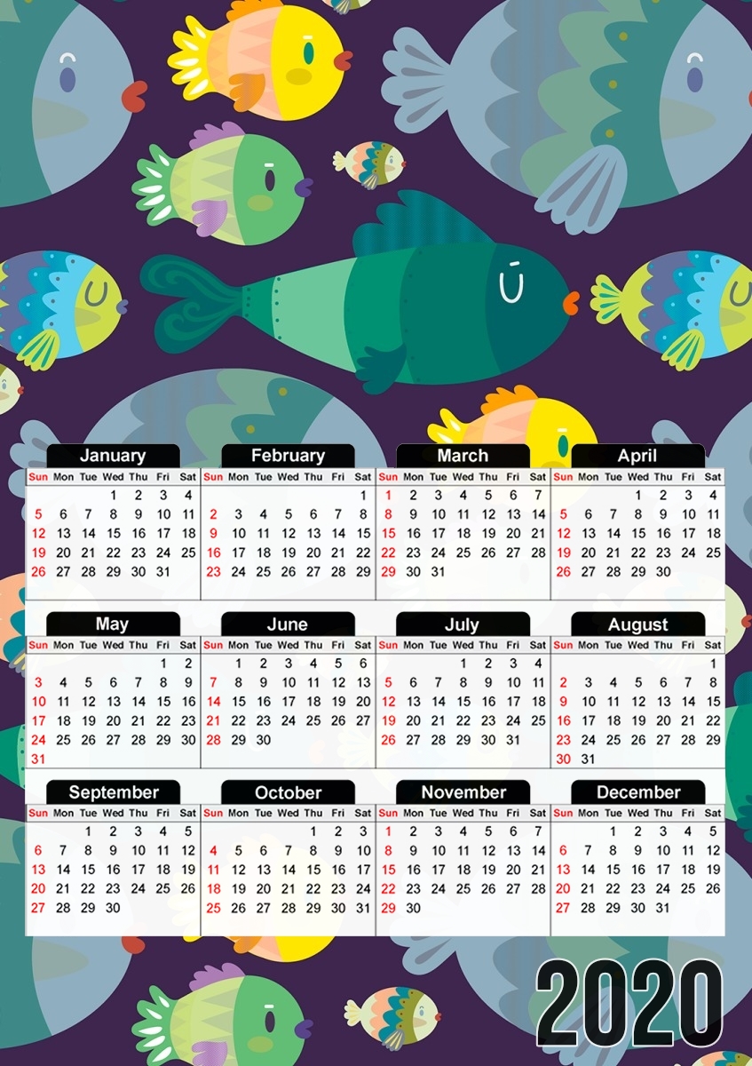  Fish pattern for A3 Photo Calendar 30x43cm