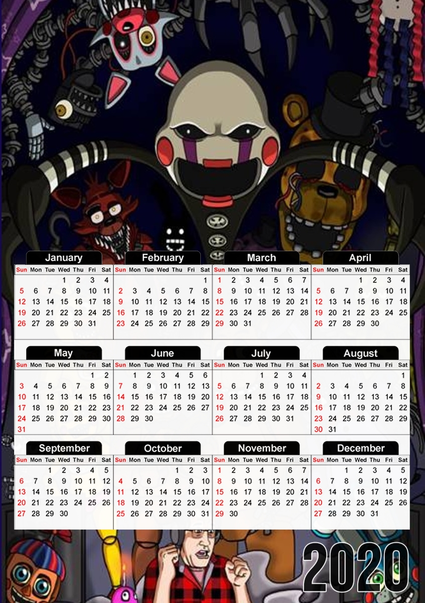  Five nights at freddys for A3 Photo Calendar 30x43cm