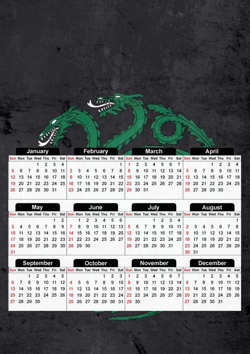  Flag Dragon House Green for A3 Photo Calendar 30x43cm