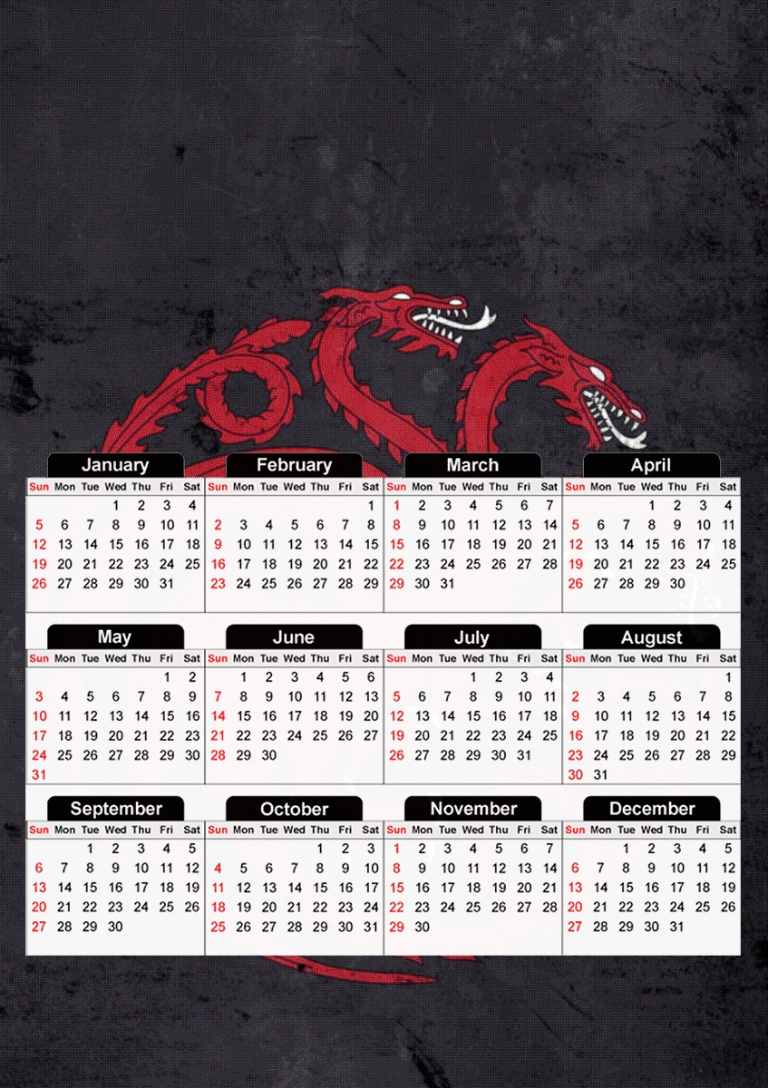  Flag Dragon House Red for A3 Photo Calendar 30x43cm