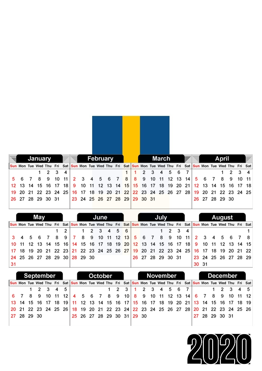  Flag Sweden for A3 Photo Calendar 30x43cm