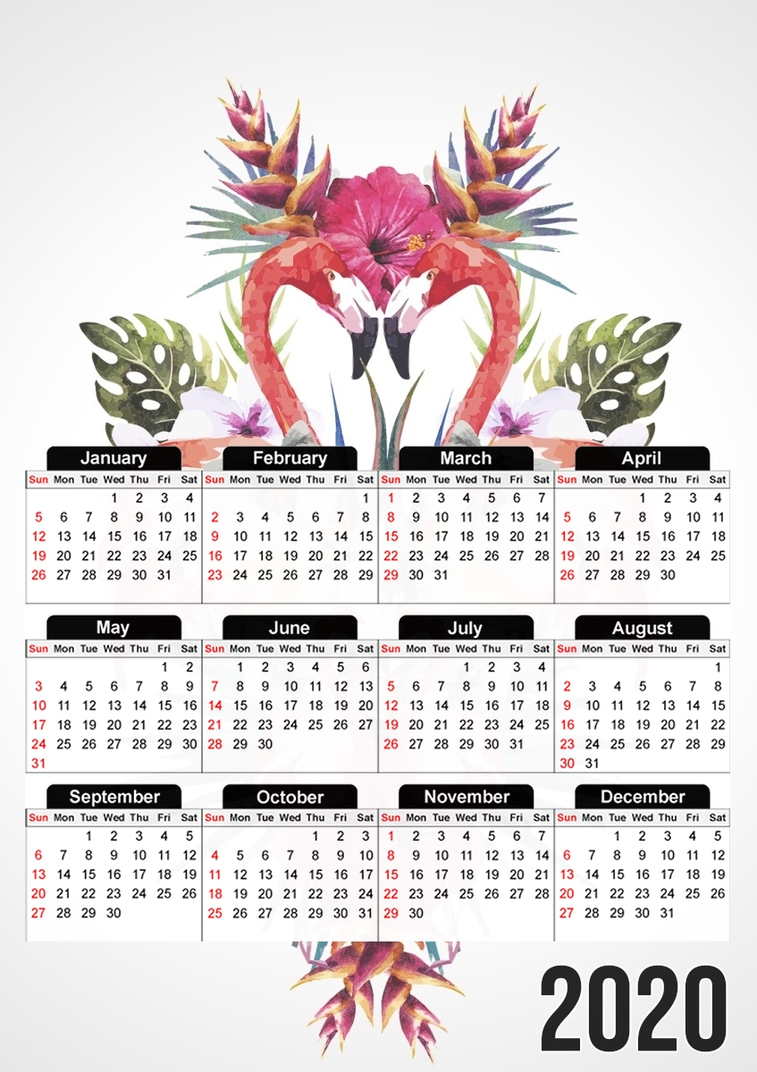  Flamingos Tropical for A3 Photo Calendar 30x43cm