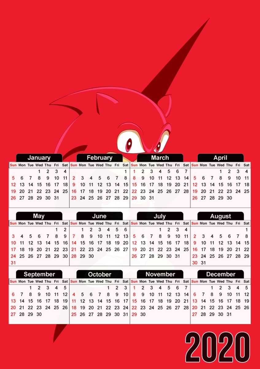  Flash The Hedgehog for A3 Photo Calendar 30x43cm