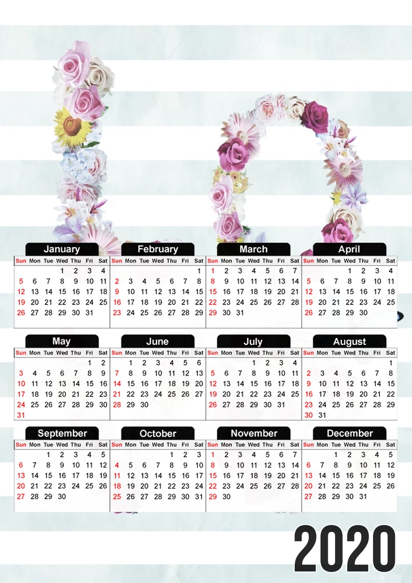  FLORAL LOVE for A3 Photo Calendar 30x43cm