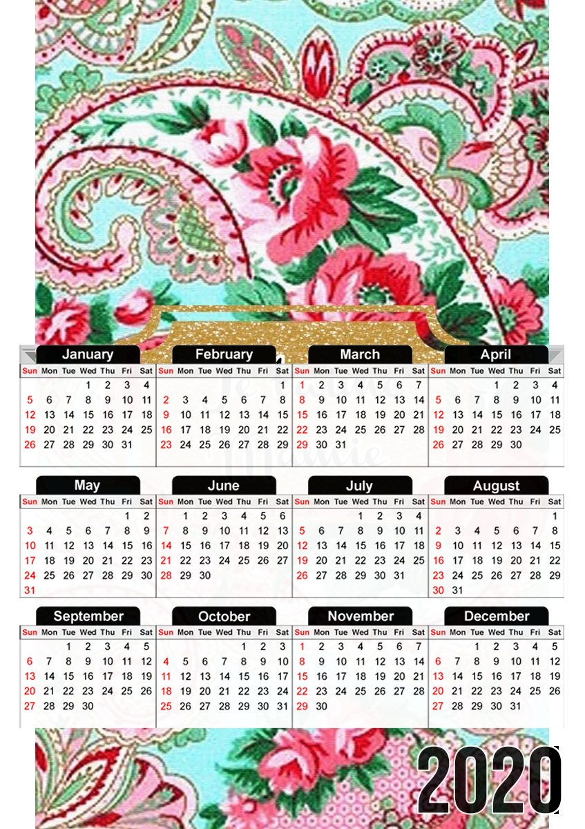  Floral Old Tissue - Je t'aime Mamie for A3 Photo Calendar 30x43cm