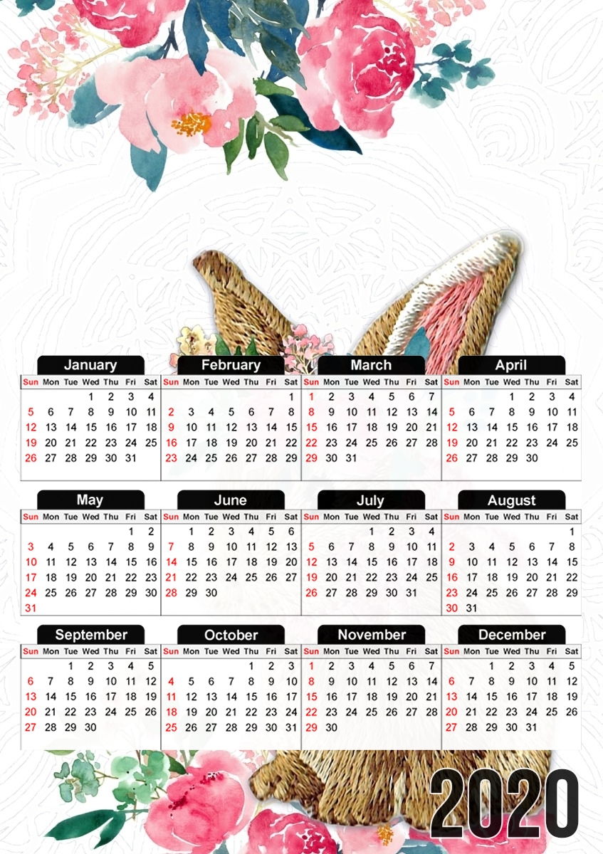  Flower Friends bunny Lace for A3 Photo Calendar 30x43cm