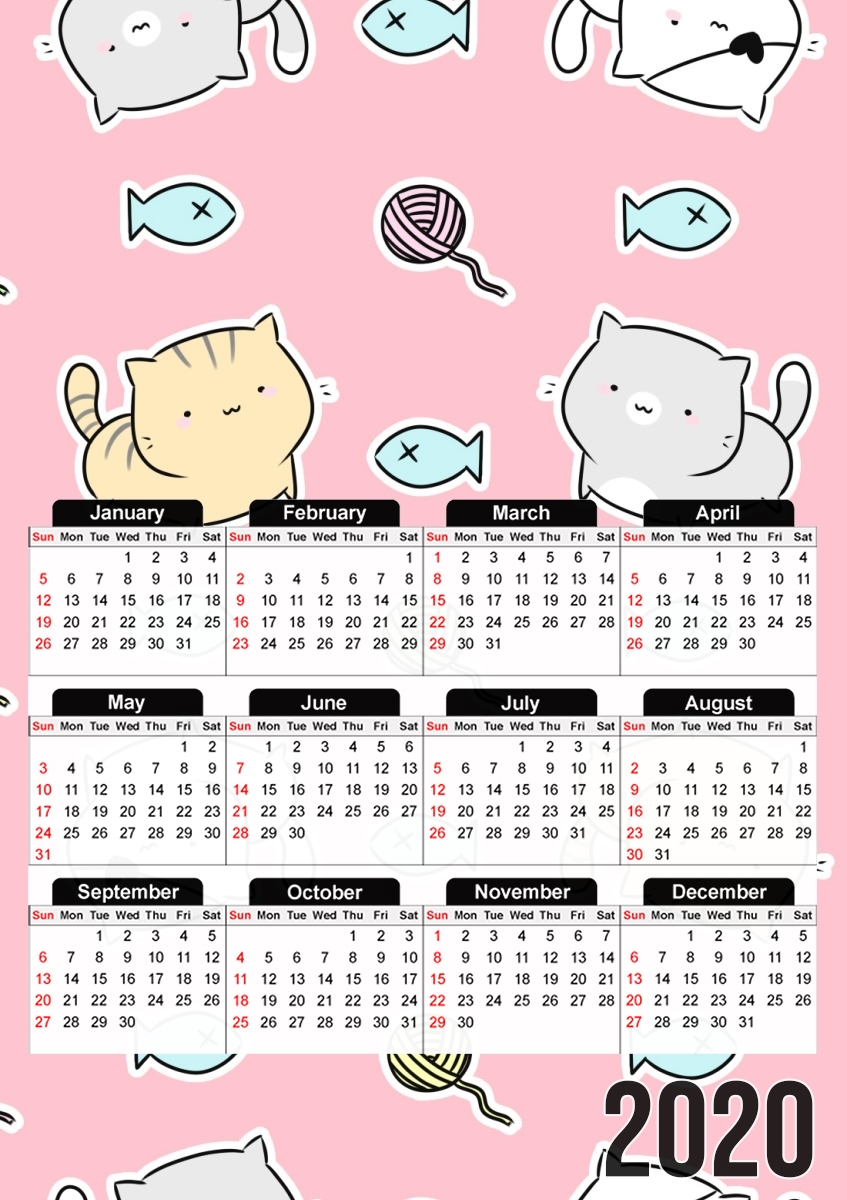  Fluffy Kittens for A3 Photo Calendar 30x43cm