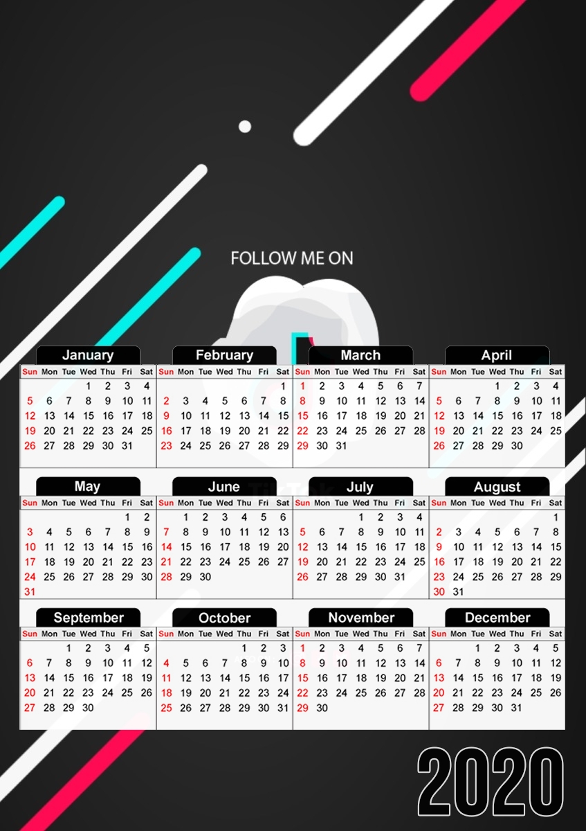  Follow me on tiktok abstract for A3 Photo Calendar 30x43cm