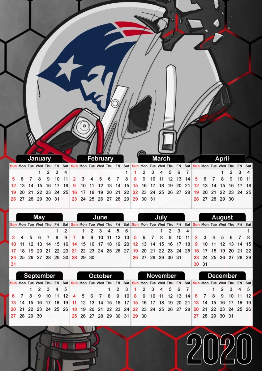  Football Helmets New England for A3 Photo Calendar 30x43cm