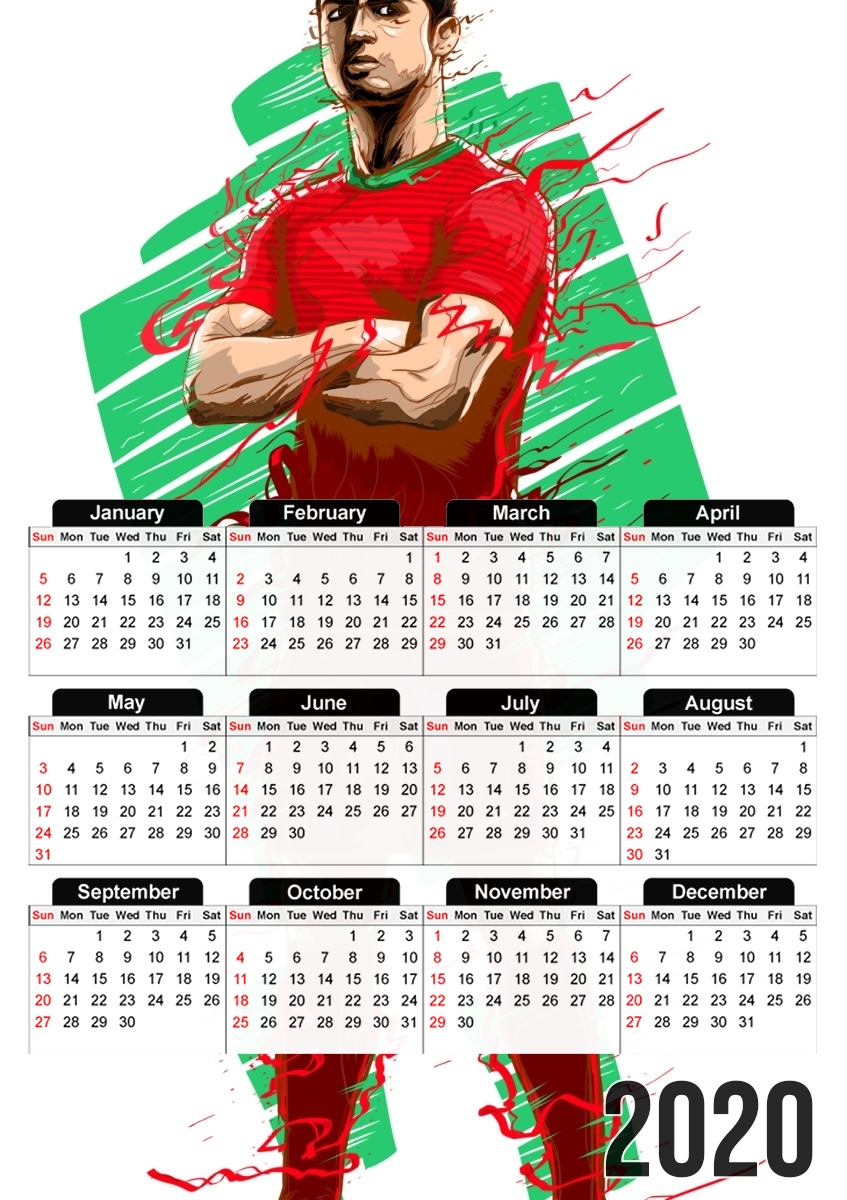  Football Legends: Cristiano Ronaldo - Portugal for A3 Photo Calendar 30x43cm