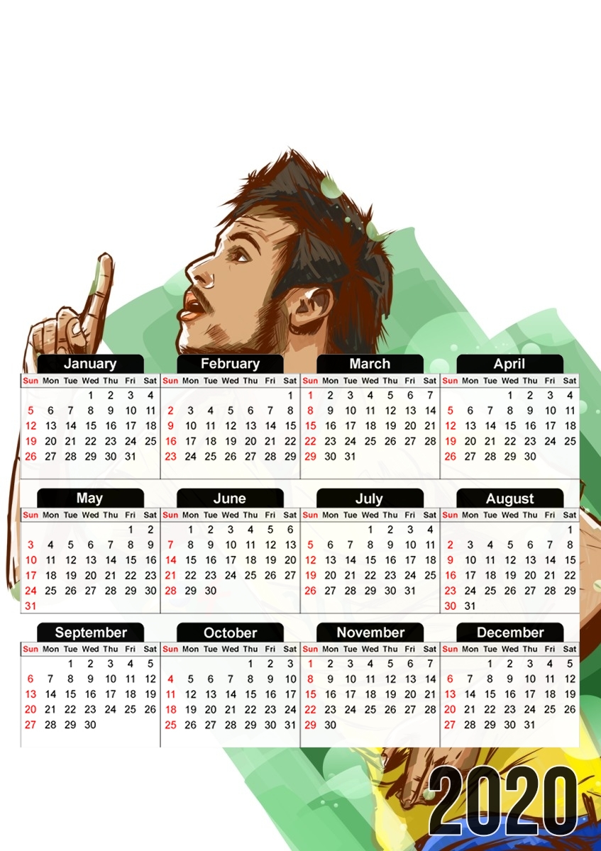  Football Stars: Neymar Jr - Brasil for A3 Photo Calendar 30x43cm