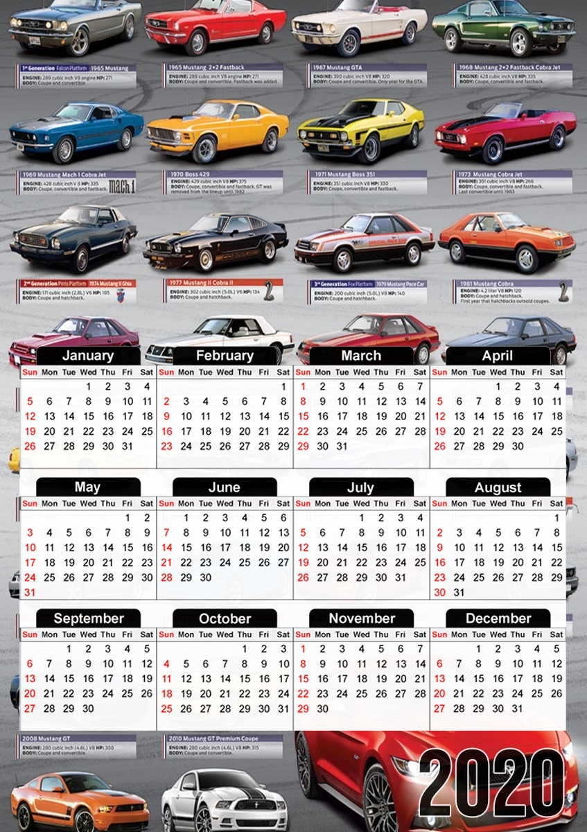  Ford Mustang Evolution for A3 Photo Calendar 30x43cm