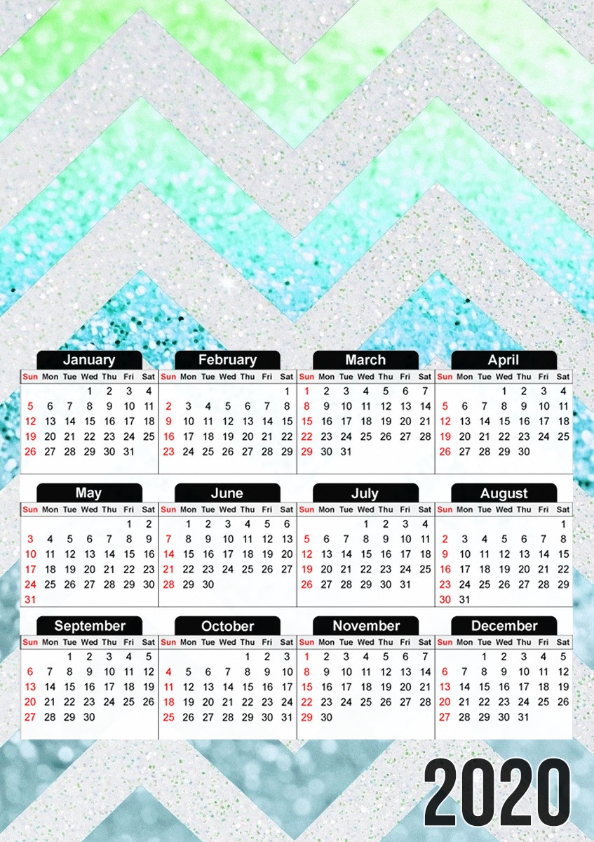  FUNKY CHEVRON BLUE for A3 Photo Calendar 30x43cm