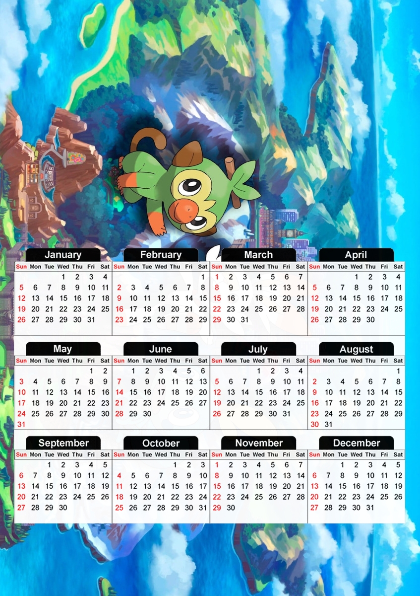  Galar Rules scorbunny Grookey Sobble for A3 Photo Calendar 30x43cm