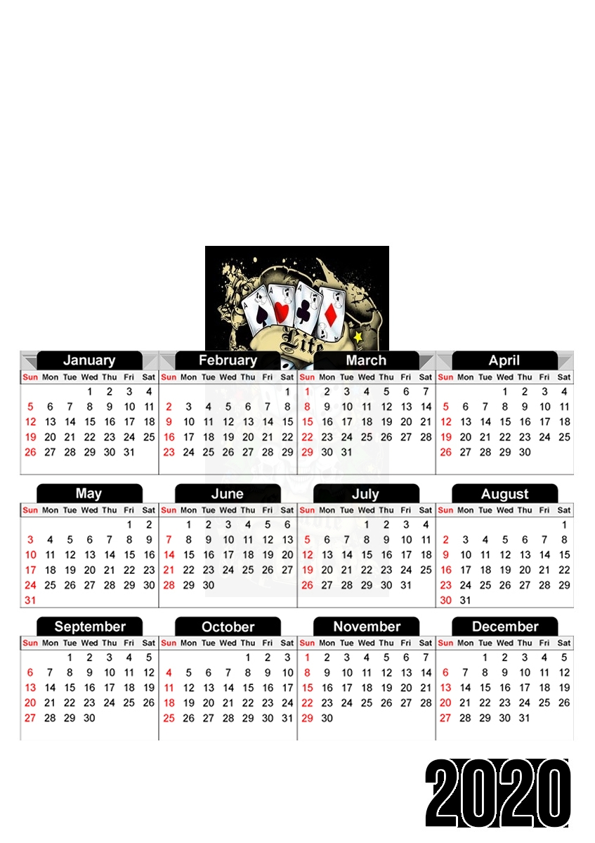  Love Gamble And Poker for A3 Photo Calendar 30x43cm