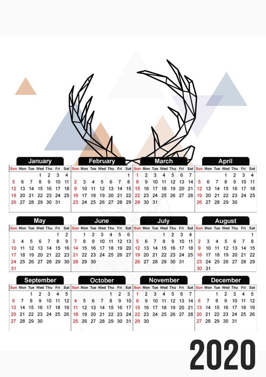  Geometric head of the deer for A3 Photo Calendar 30x43cm