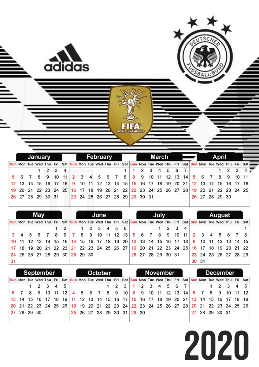  Germany World Cup Russia 2018 for A3 Photo Calendar 30x43cm