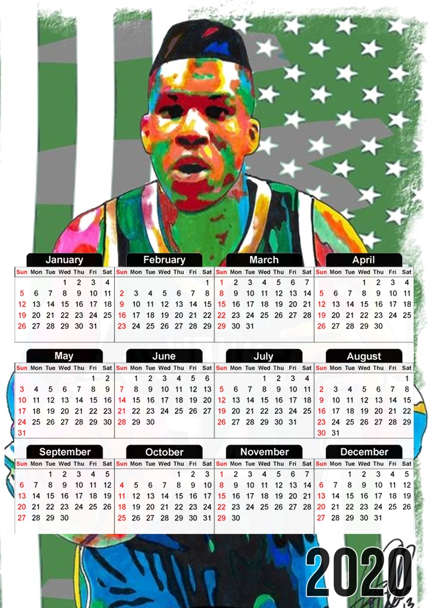  Giannis Antetokounmpo grec Freak Bucks basket-ball for A3 Photo Calendar 30x43cm