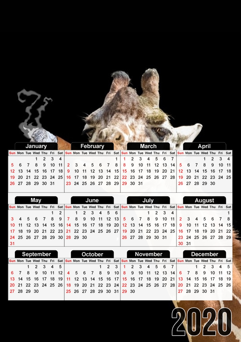  Girafe smoking cigare for A3 Photo Calendar 30x43cm