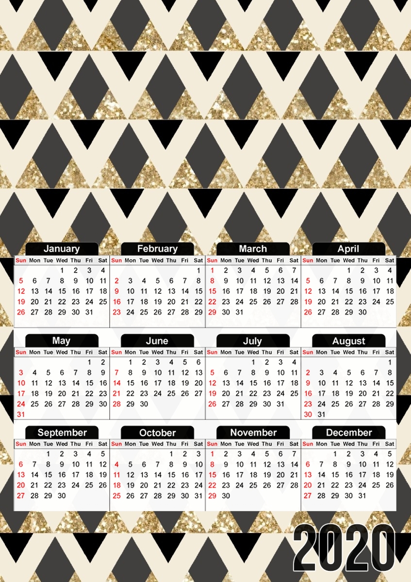  Glitter Triangles in Gold Black And Nude for A3 Photo Calendar 30x43cm