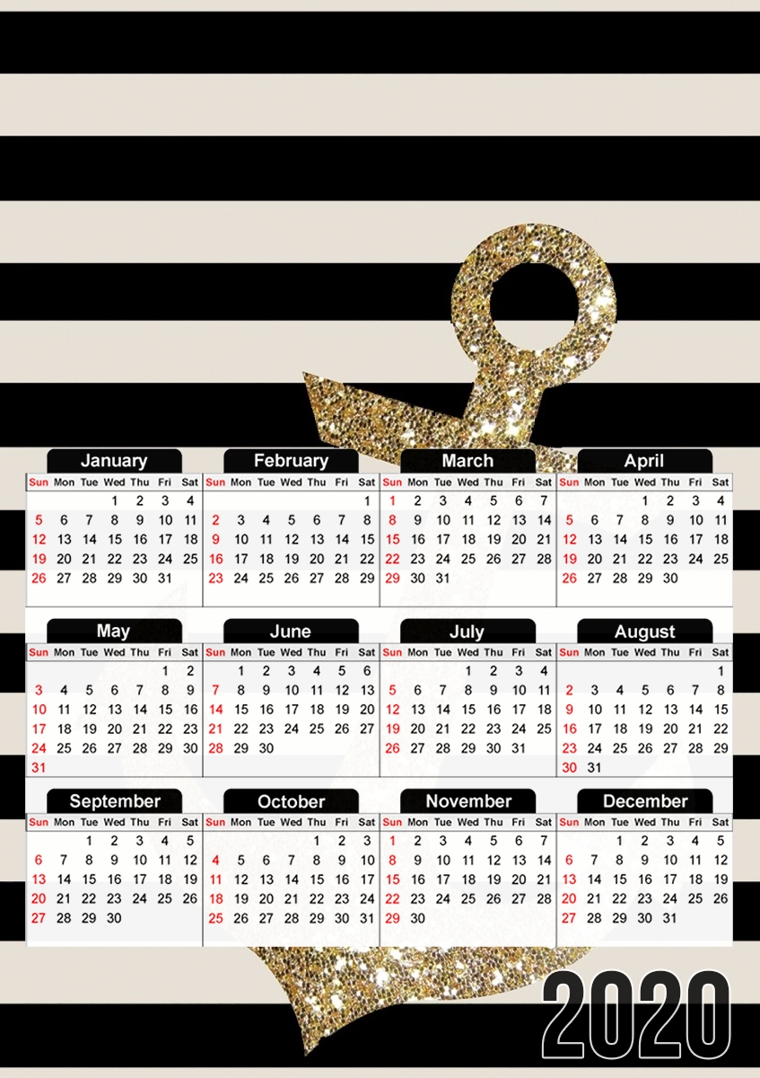  gold glitter anchor in black for A3 Photo Calendar 30x43cm