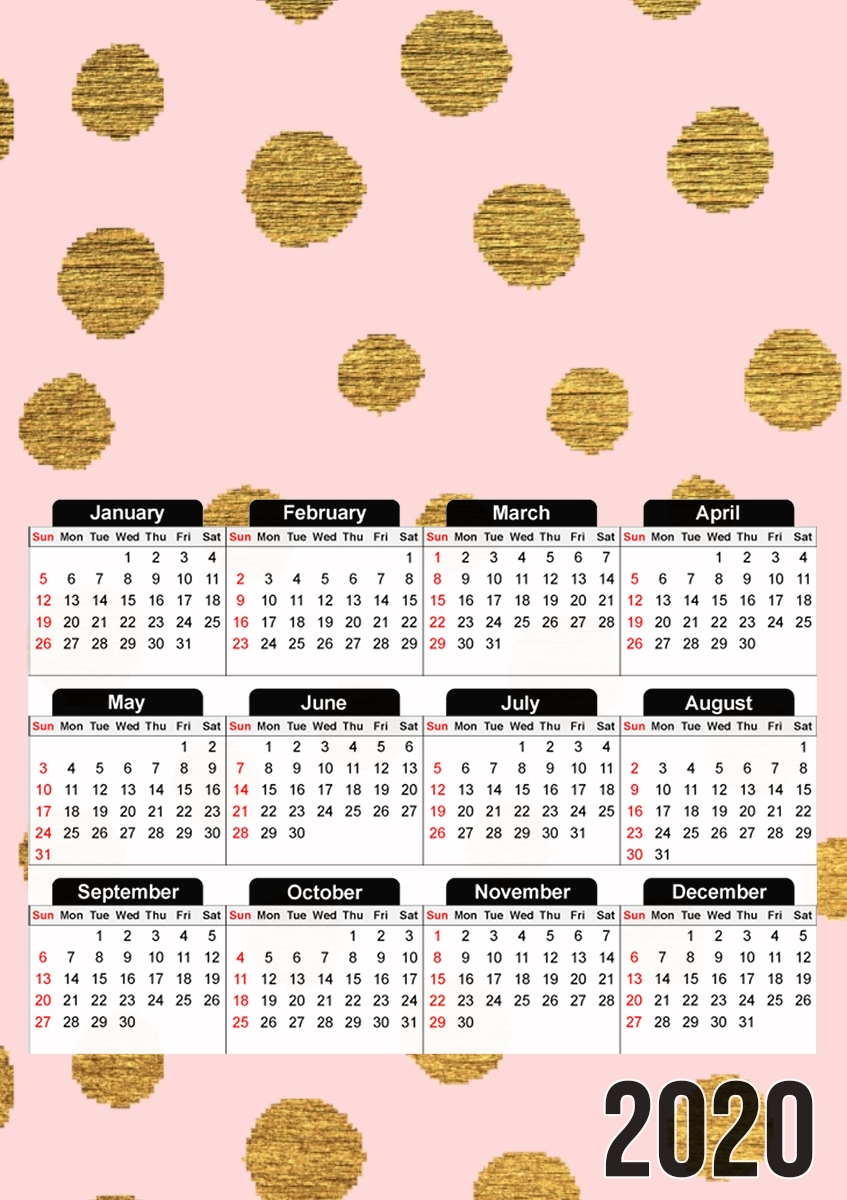  Golden Dots And Pink for A3 Photo Calendar 30x43cm