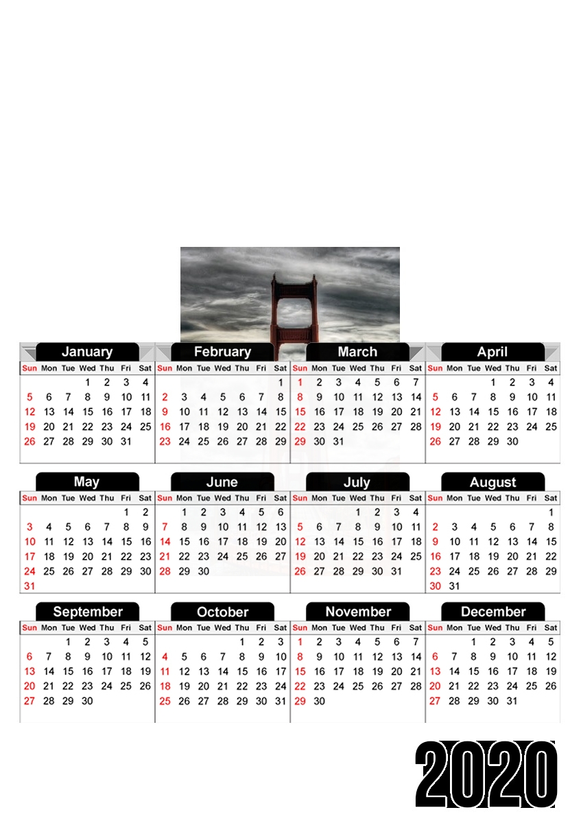  Golden Gate San Francisco for A3 Photo Calendar 30x43cm