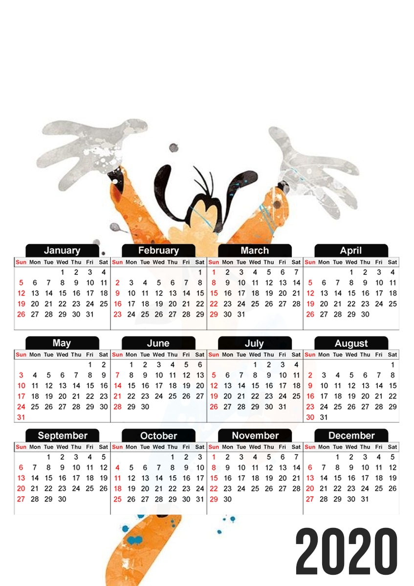  Goofy Art Watercolor for A3 Photo Calendar 30x43cm