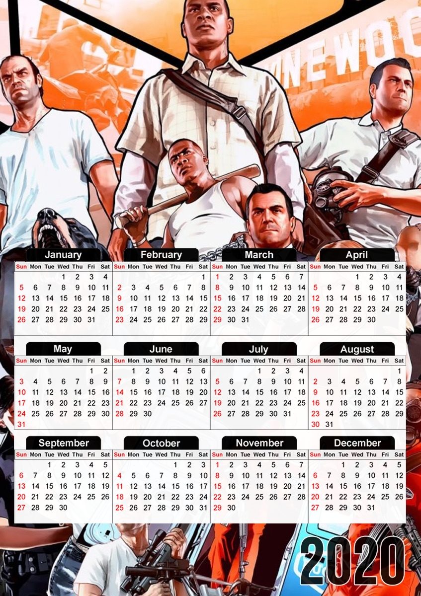  Grand Theft Auto V Fan Art for A3 Photo Calendar 30x43cm