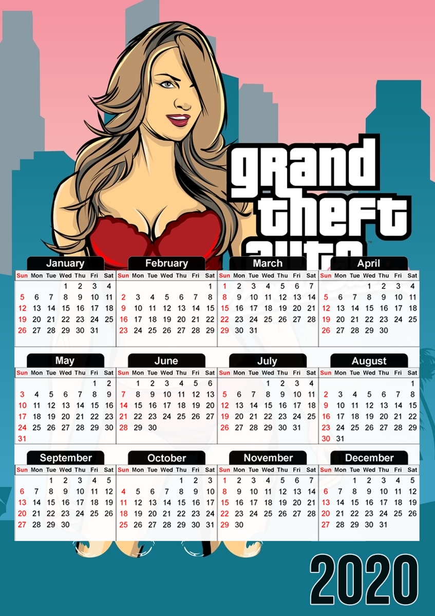  GTA collection: Bikini Girl Miami Beach for A3 Photo Calendar 30x43cm