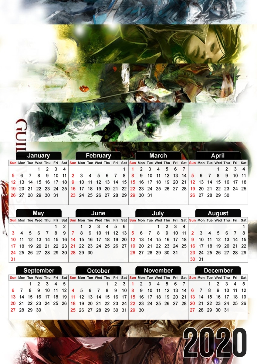  Guild Wars 2 All classes art for A3 Photo Calendar 30x43cm