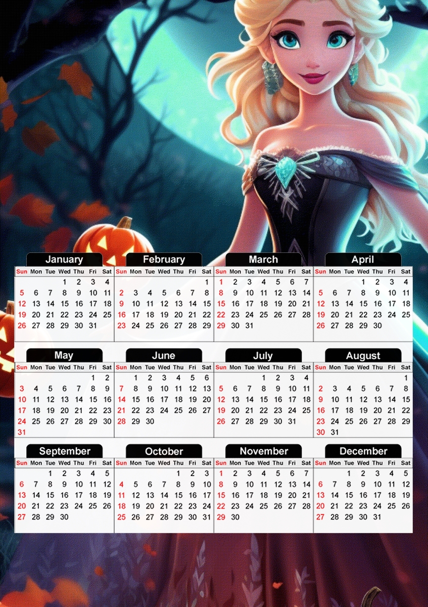  Halloween Princess V1 for A3 Photo Calendar 30x43cm