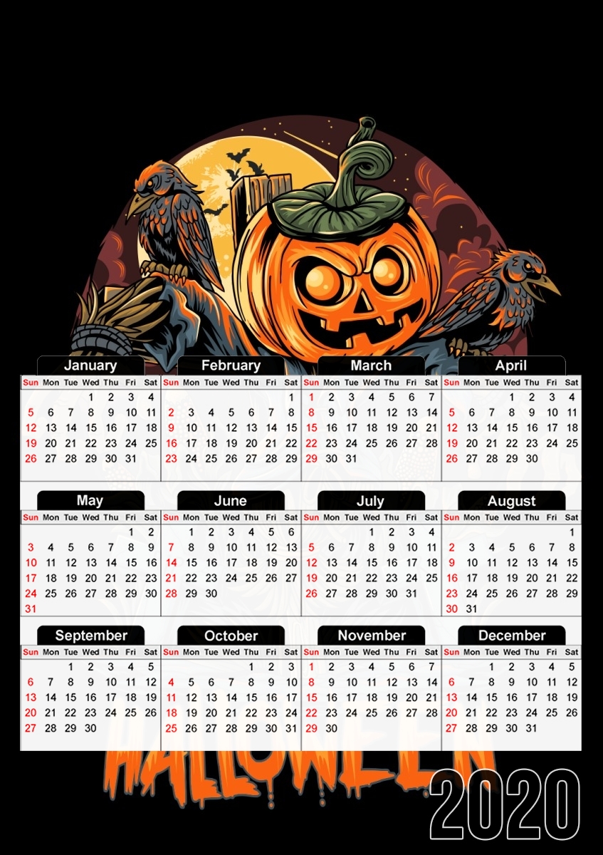  Halloween Pumpkin Crow Graveyard for A3 Photo Calendar 30x43cm