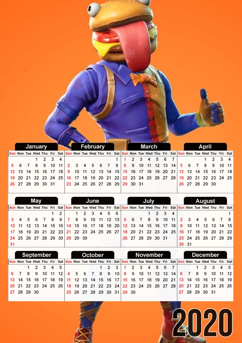  Hamburger Fortnite skins Beef Boss for A3 Photo Calendar 30x43cm