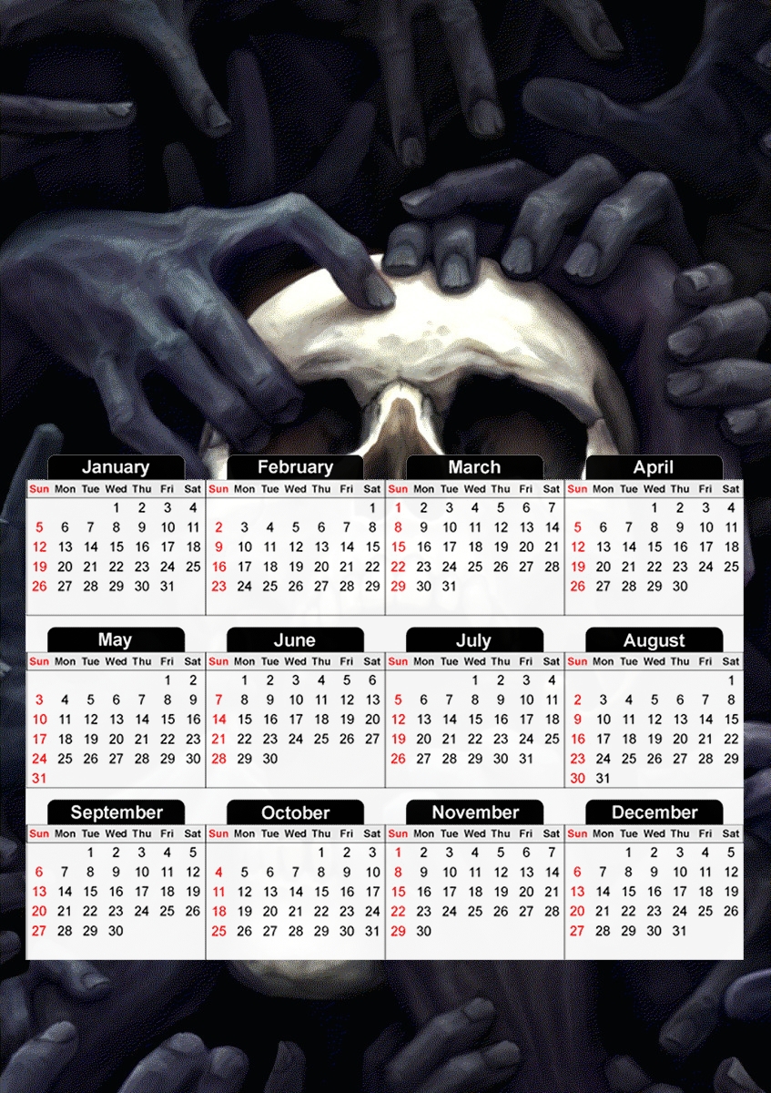  Hand on Skull for A3 Photo Calendar 30x43cm