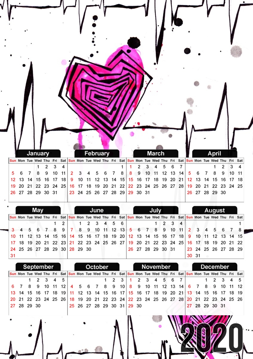  Heartbeats for A3 Photo Calendar 30x43cm