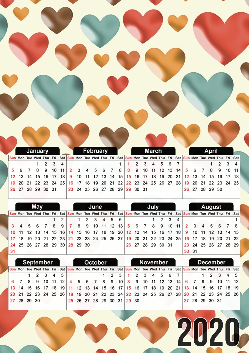  Hearts for A3 Photo Calendar 30x43cm