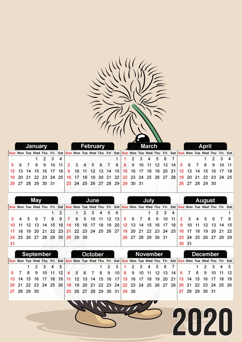  Hedgehog play dandelion for A3 Photo Calendar 30x43cm