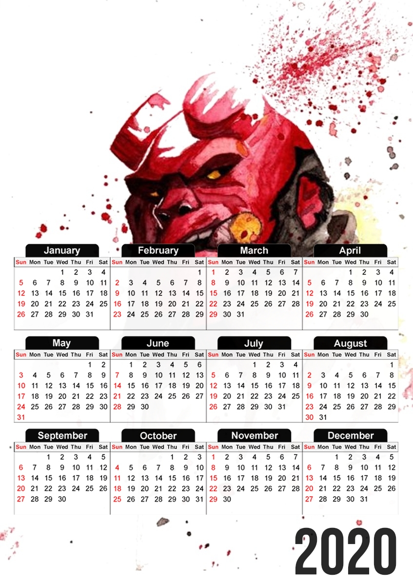  Hellboy Watercolor Art for A3 Photo Calendar 30x43cm