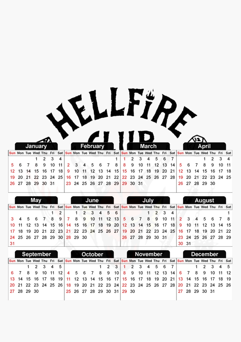  Hellfire Club for A3 Photo Calendar 30x43cm