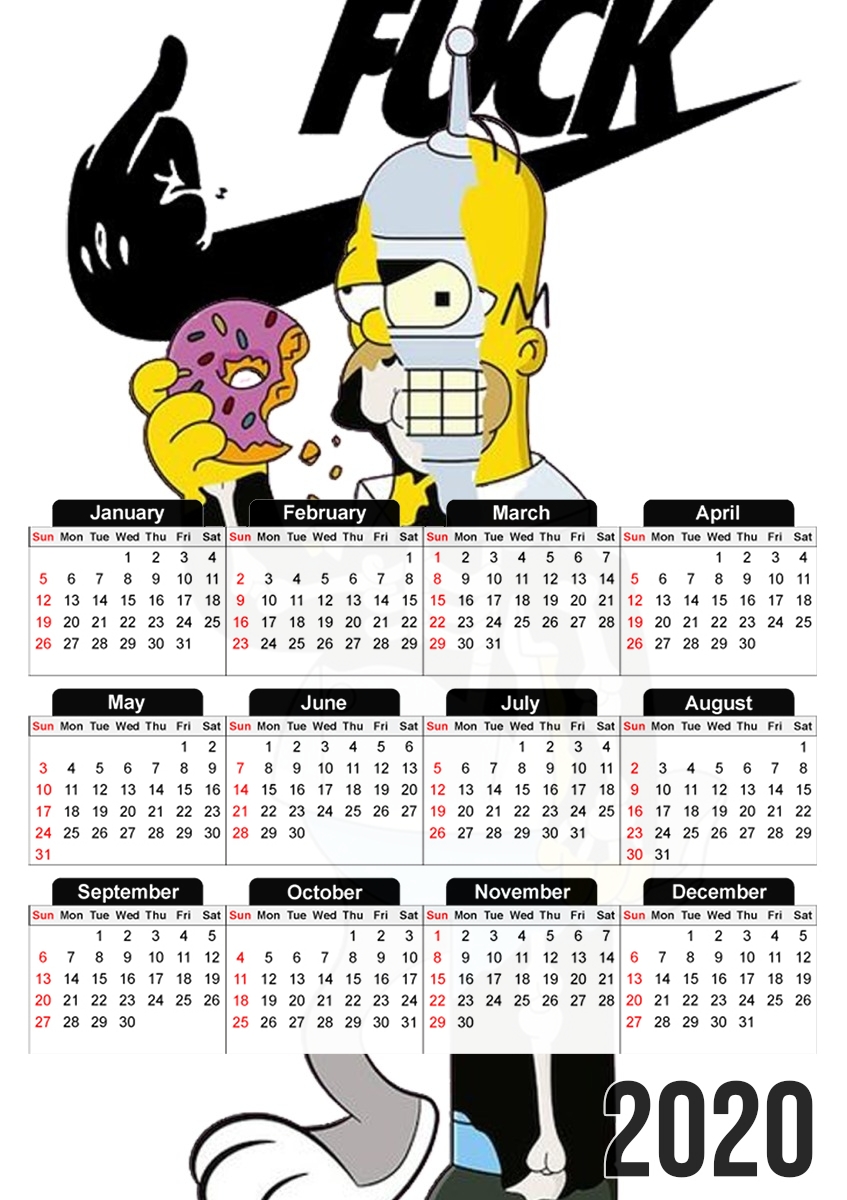  Home Simpson Parodie X Bender Bugs Bunny Zobmie donuts for A3 Photo Calendar 30x43cm